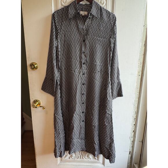 COS Printed Midi Black & White Geometric Shirt Dress EUC Size EUR 36 $135 MSRP - Picture 3 of 13